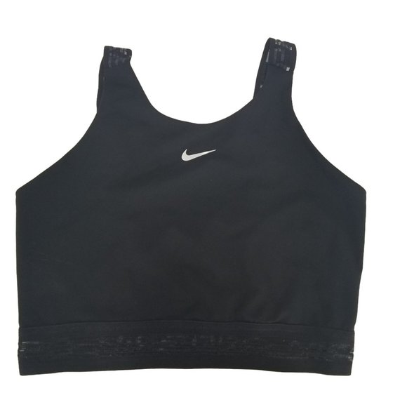 Nike Other - Nike Pro Dri Fit Black Logo Strap Sports Bra Womens M Medium Sheer Mesh Logo
